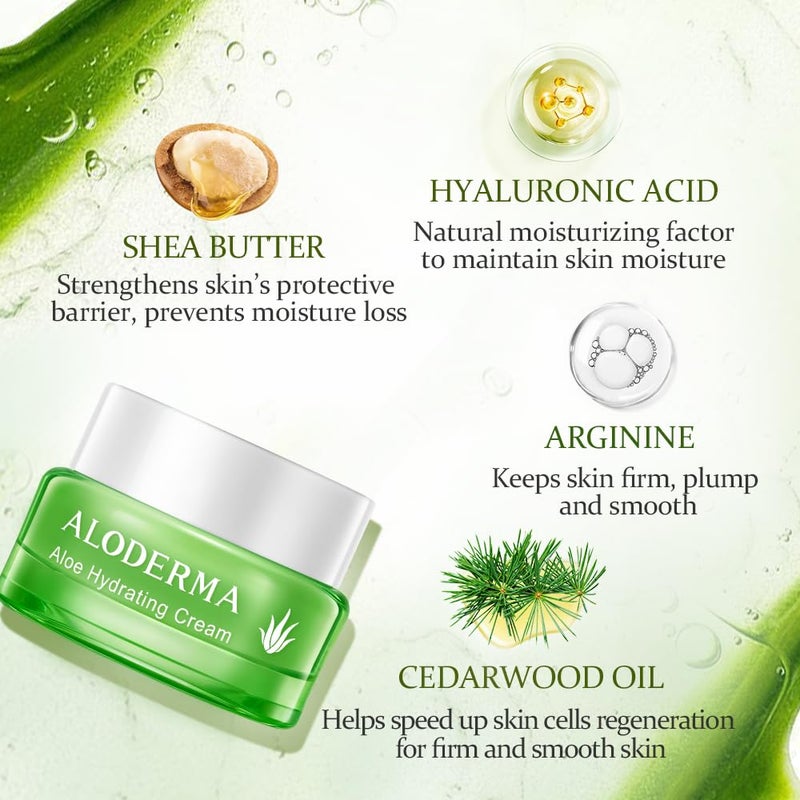 Aloderma Hydrating Face Cream for Dry Skin Made with 65% Organic Aloe Vera - Natural Hydration with Hyaluronic Acid & Arginine - Nourishing Aloe Vera Face Cream - Moisturizing Dry Skin Cream, 1.7oz - Image 3